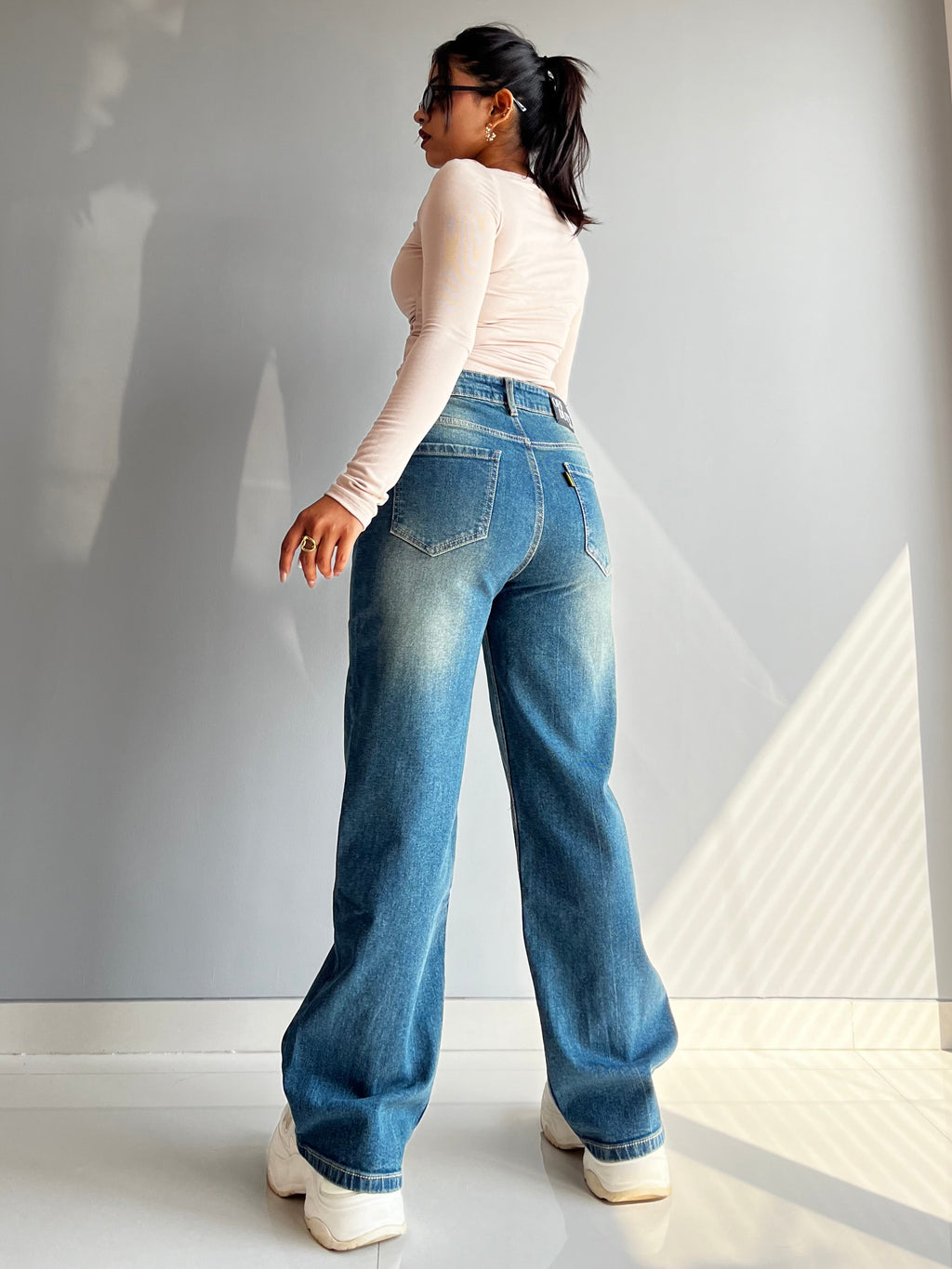 90's Blue Ripped Baggy fit Jeans