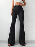 Black Bootcut Flare High Waist Jeans - UrbanClubCo.