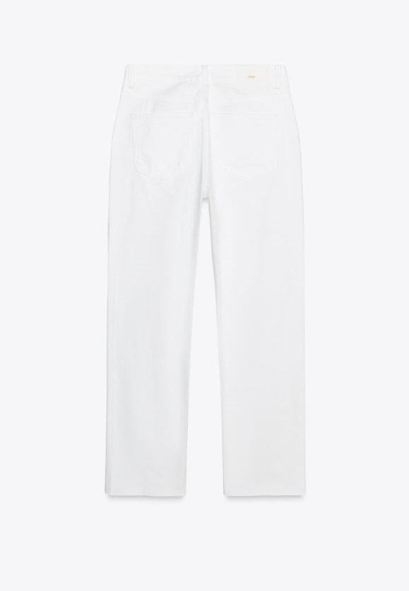 WHITE STRAIGHT-LEG HIGH-WAIST JEANS